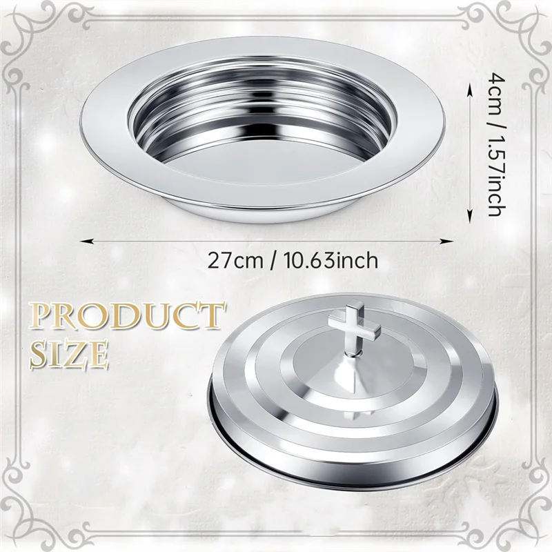 Holy Communion Tray Withcover Communion Plates Polished Church Supplies Ware Sets Plate Church Supplies Set