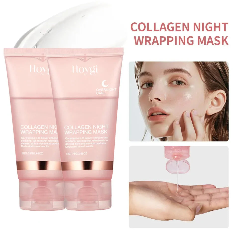 Radiant Glow Night Mask Set Collagen Overnight Wrapping Peel Off Facial Mask Set Korean Collagen Night Wrapping Mask Deeply Hydrates Night Care Mask Cream