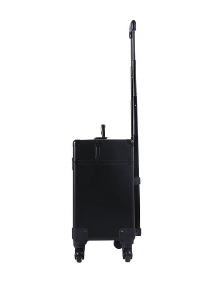 Aluminum Rolling Makeup Case Lockable Cosmetic Salon Organizer Trolley Case with Trays