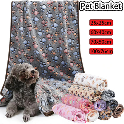 Soft Fluffy High Quality Pet Blanket Flannel Dog Sleep Blanket Paw Print Pattern Hamster Mat Warm Comfortable Cat Dog Blankets