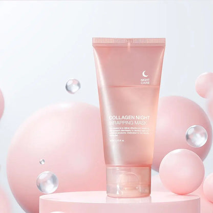 Hydrolyzed Collagen Overnight Facial Mask Wrapping Peel-Off Mask Hydrating Firming Mask for Elasticity Reduces Sagging Dullness