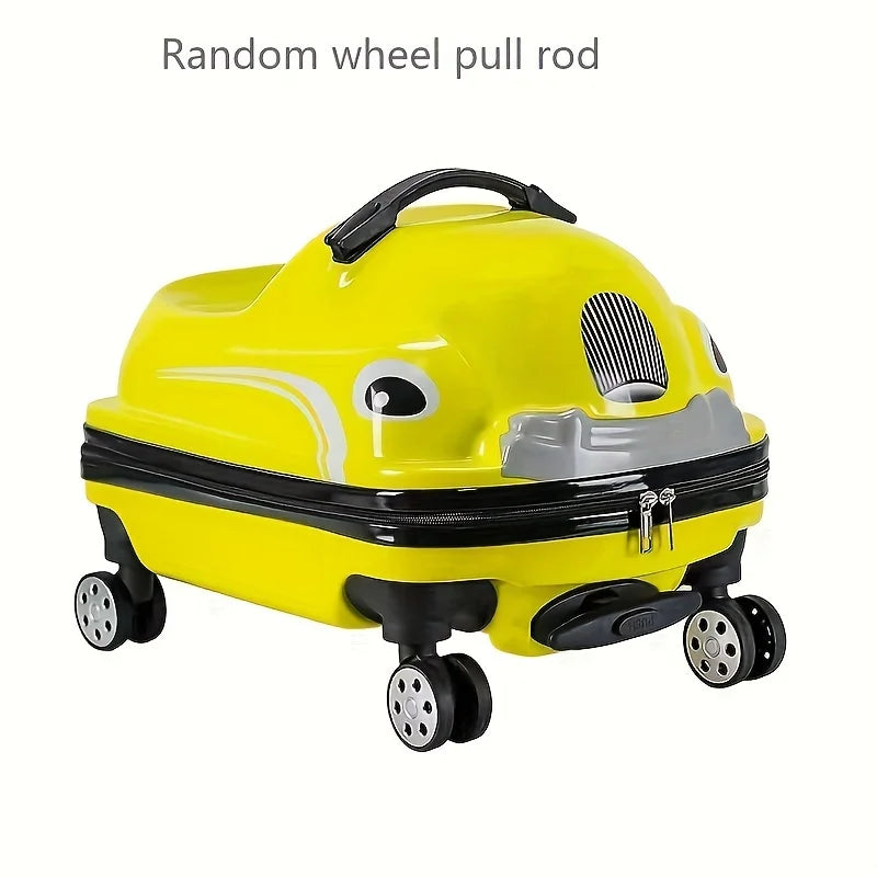 20-Inch Cartoon Car Kids' Pull-Along Suitcase with Spinner Wheels, 88.18LB Capacity, ABS PC Shell, Iron Handle, Zipper Closure