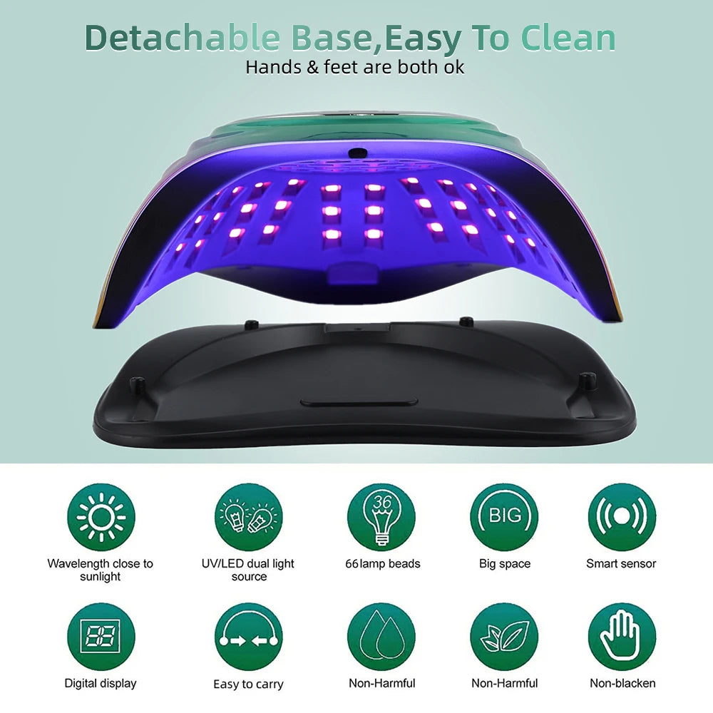 D7 Professional Nail Dryer Lamp For Manicure Powerful UV Gel Nail Lamp 66 LEDs Automatic Sensing Gel Polish Drying Lamp