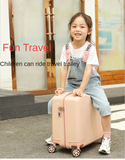 Kids Luggage Lovely Travel Suitcase on Spinner Wheels Sit and Ride Children's Travel Bag Password Carry on Trolley Luggage Bag