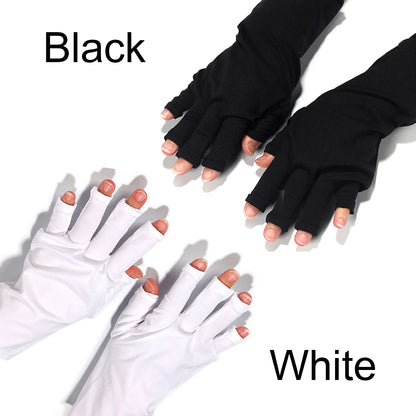 Anti UV Gloves Gel Professional Protection Gloves for ManicuresProtect Hands Nail Art Stretchy Fingerless Glove for Home Outdoor
