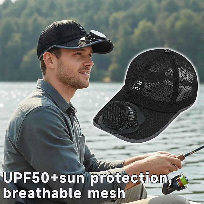 Solar Fan Hat For Men Women Uv Protection Sun Hat With Fan Usb Cooled Outdoor Cap Adjustable Double Face Shield Summer Space Hat