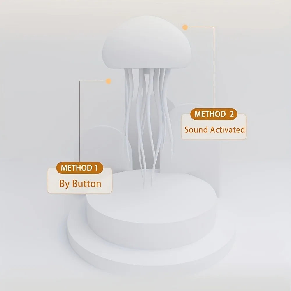 Bionic Jellyfish Night Light, USB Rechargeable with Voice Control,Dancing Tentacles,5 RGB Gradient,Floating Lamp,Bedroom Decor