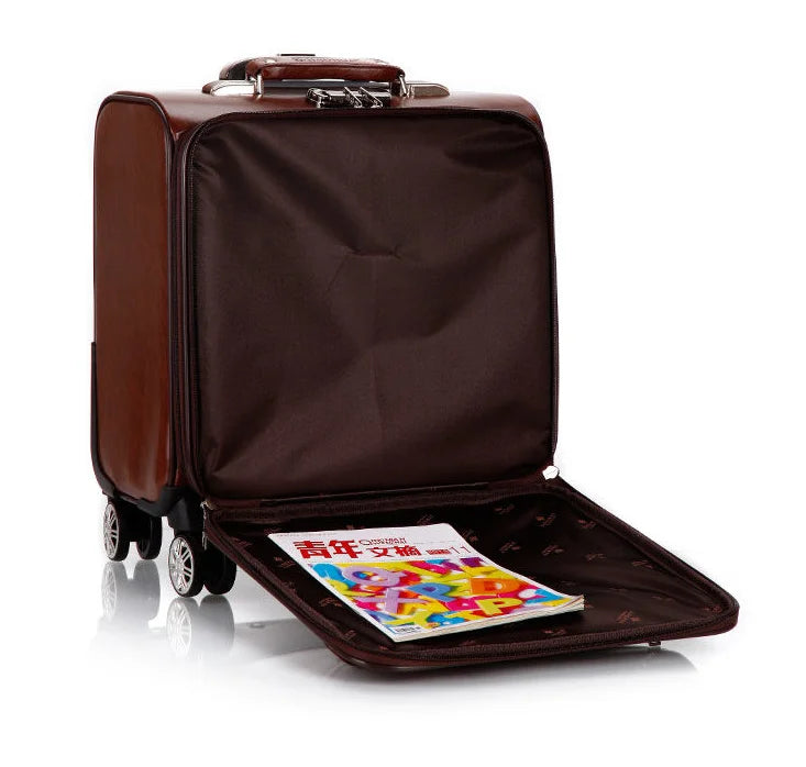 Men Business Travel Rolling Luggage Suitcase Under Seat Carry on Suitcases 18 Inch Travel Luggage Bag with 4 Spinner Wheels