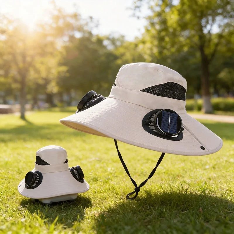 Solar Fan Hat Portable Solar Charging Cap with Fan for Outdoor Camping Fishing Hiking Sunscreen Fisherman Hat