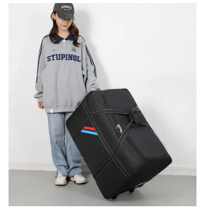 Large Capacity Trolley Bags with Wheels Foldable Luggage Wheeled Bag Travel Suitcase Waterproof Handbag Weekend Rolling Luggage