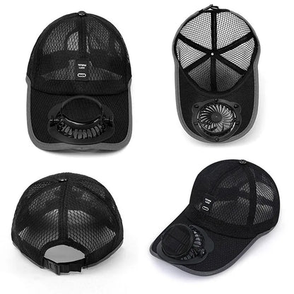 Solar Fan Hat For Men Women Uv Protection Sun Hat With Fan Usb Cooled Outdoor Cap Adjustable Double Face Shield Summer Space Hat