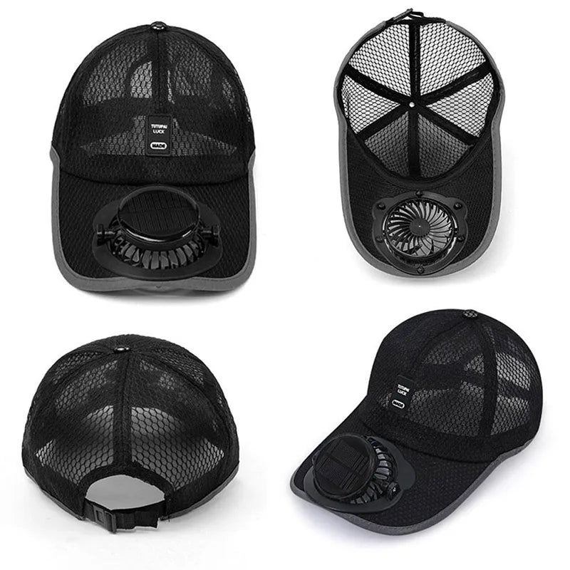 Solar Fan Hat For Men Women Uv Protection Sun Hat With Fan Usb Cooled Outdoor Cap Adjustable Double Face Shield Summer Space Hat