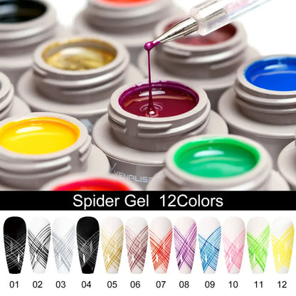 Venalisa 8ml UV LED Nail Art Gel Professional Nail Paint Polish Lacquer Emboss Liner Spider Gels for Perfect Manicure