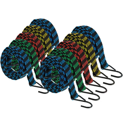 5Pcs Bungee Cords Elastic Bungees Cords with Hooks Heavy Duty Luggage Bungee Straps Anti-slip Flat Elasticity Rope for