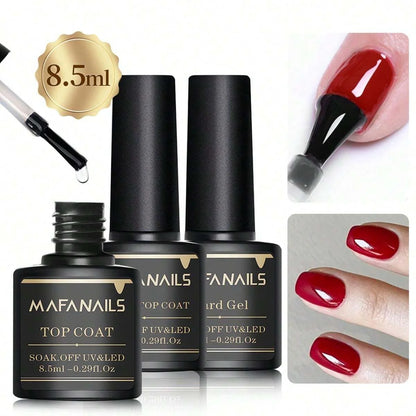 2pcs 8.5ml Base Coat & Top Coat Gel Nail Polish Set - Long Lasting Soak Off LED Nail Lamp Gel Base Top Coat Finish Nail Varnish