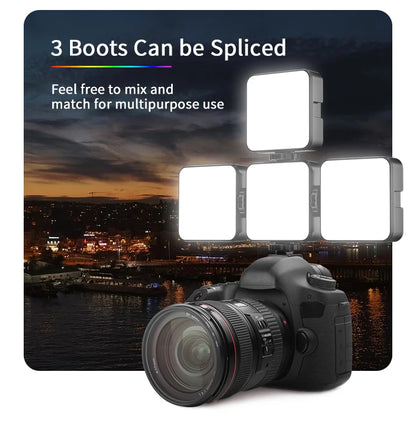 Desiontal RGB Video Light LED Camera Light 360° Full Color CRI 95+ 3000-6500K Dimmable Panel Lamp with 3 Cold Shoe 1500mAh