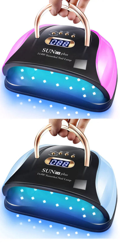 256W UV LED Nail Lamp - Fast Curing Smart Sensor Light, Professional Gel Polish Dryer with Handle for Home Salon Use