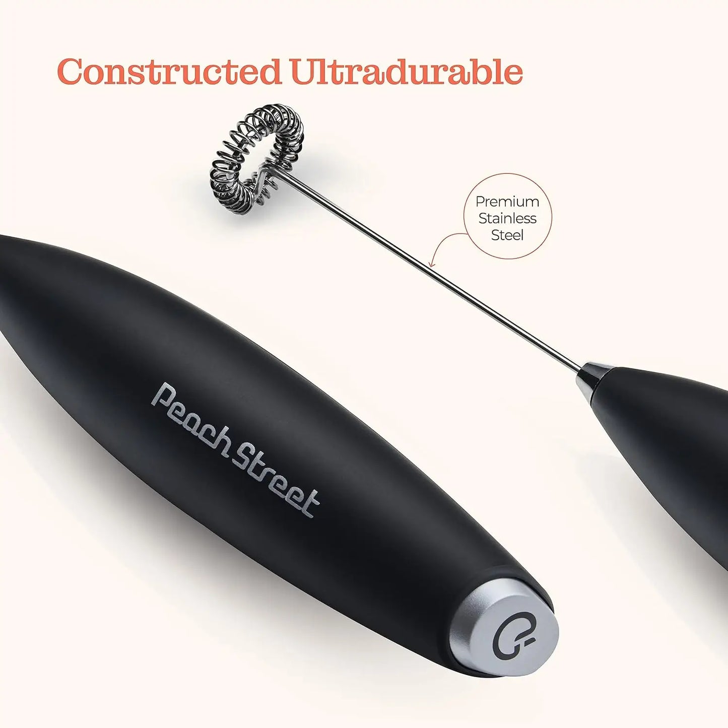 Mini Milk Frother Wand, Battery Operated Stainless Steel Mixer for Coffee, Lattes, Cappuccino