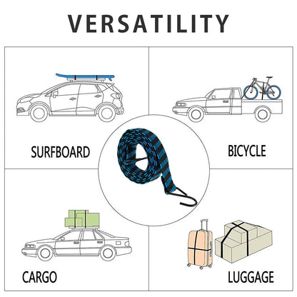 5Pcs Bungee Cords Elastic Bungees Cords with Hooks Heavy Duty Luggage Bungee Straps Anti-slip Flat Elasticity Rope for