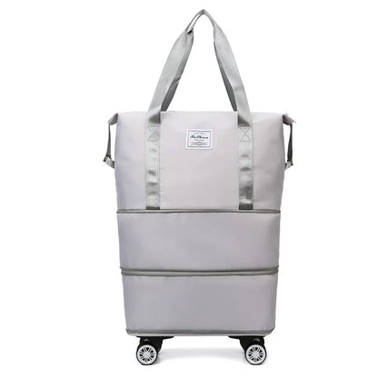 Large Capacity Travel Bag with Spinner Wheels Waterproof Wet Dry Separation Expandable Luggage for Students Business Maternity