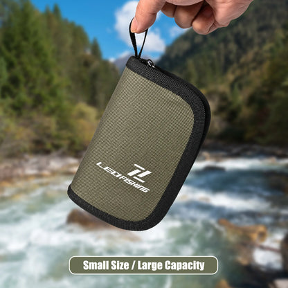 Spoon Spinner Fly Fishing Lures Bag Baits Storage Carrying Case Lure Storage Wallet With Zipper Nylon Green Cloth Tackle Bag