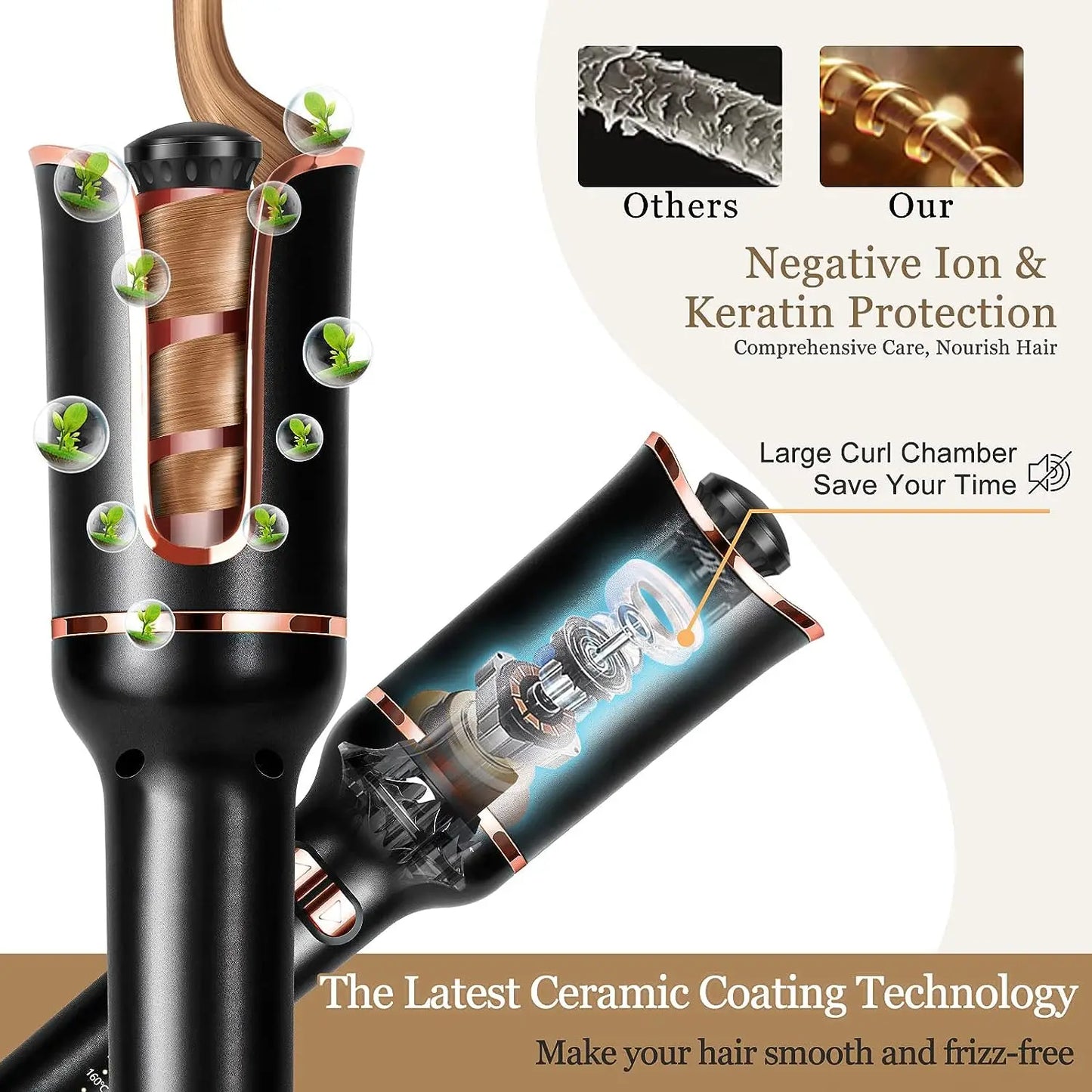 Auto Rotating Hair Curler Air Curler Spin Curl Ceramic Curling Iron Automatic Curling Wand Electric Hair Waver Iron Styler