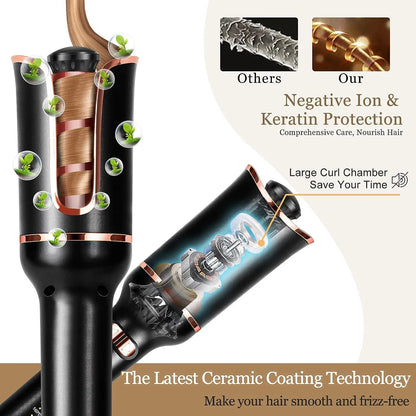 Auto Rotating Hair Curler Air Curler Spin Curl Ceramic Curling Iron Automatic Curling Wand Electric Hair Waver Iron Styler