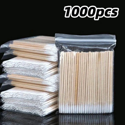 50/100/300/500 Nails Wooden Tip Cotton Stick Buds Disposable Ultra-Detail Corrector Nail Polish Remover Clean Sticks Manicure Tools