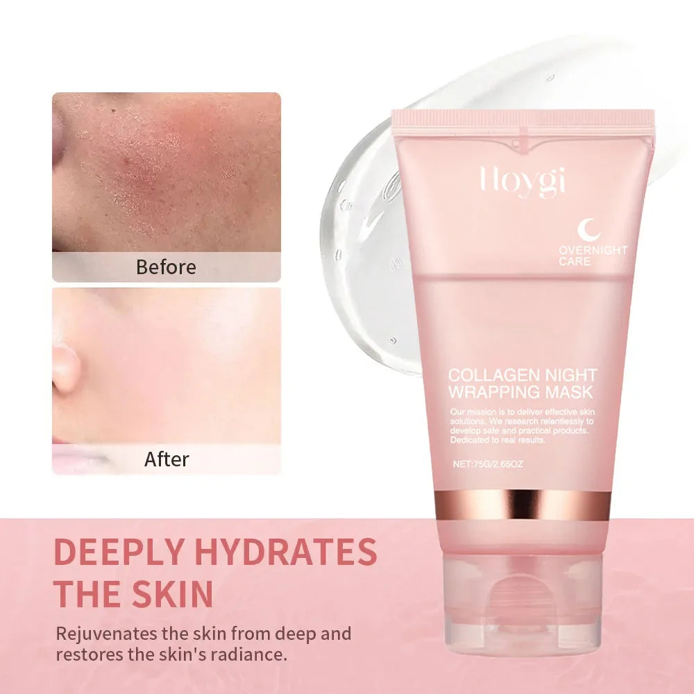 Radiant Glow Night Mask Set Collagen Overnight Wrapping Peel Off Facial Mask Set Korean Collagen Night Wrapping Mask Deeply Hydrates Night Care Mask Cream
