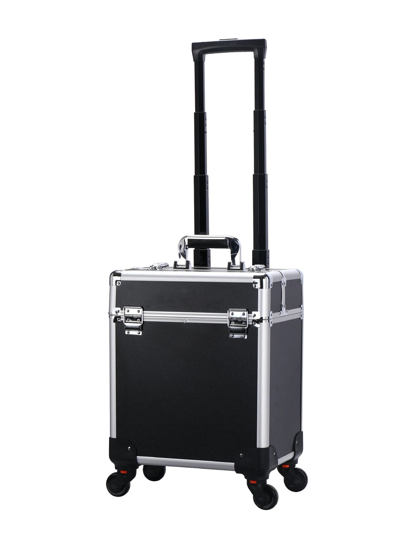 Aluminum Rolling Makeup Case Lockable Cosmetic Salon Organizer Trolley Case with Trays