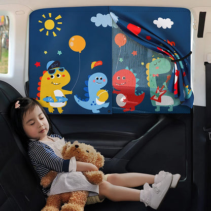 New 2 Layers Telescopic Magnetic Car Window Shades Mosquito Net Sun Cover Sunshade Uv Protection Block Mesh Curtain for Kid Baby
