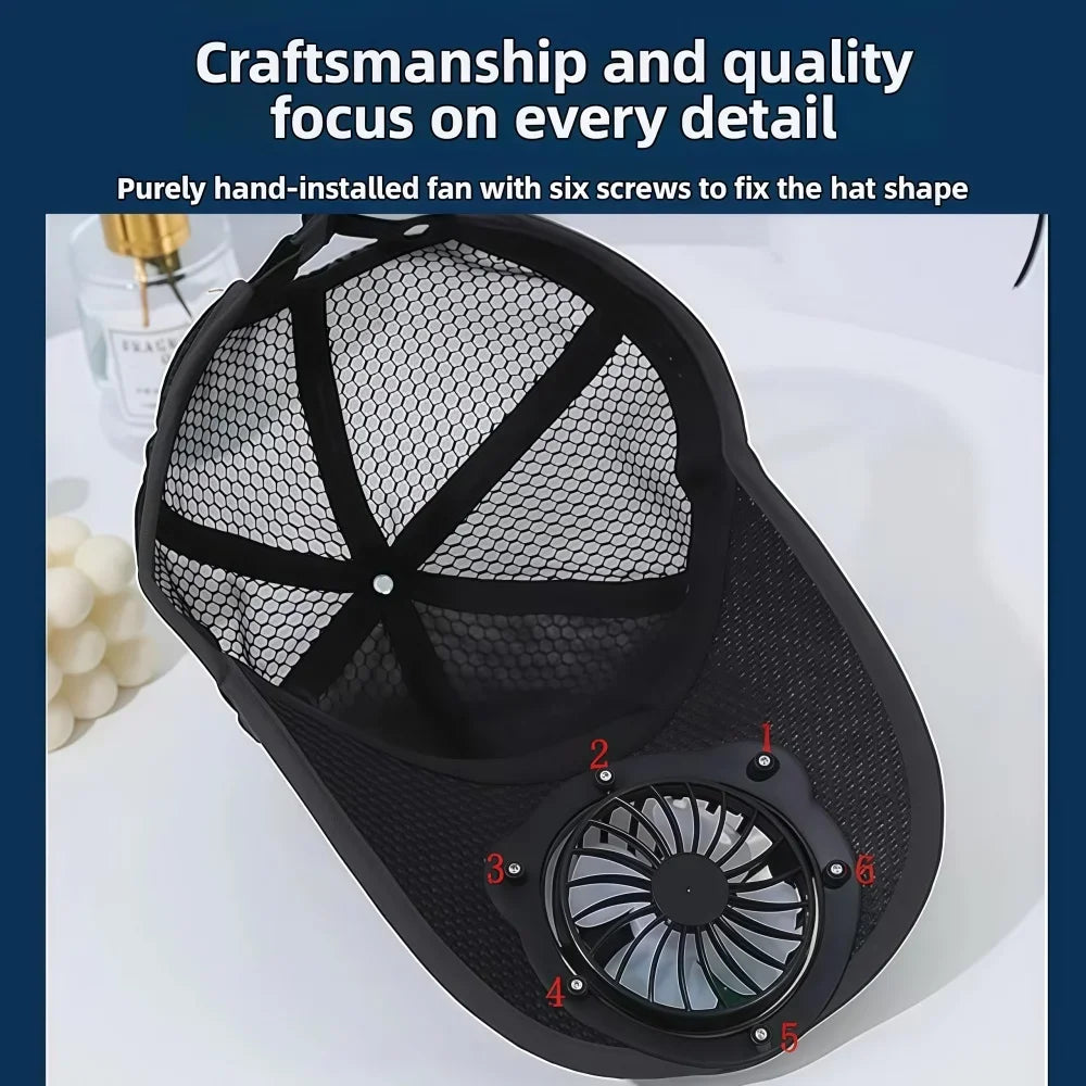 Solar Powered Fan Hat Cooling Baseball Hat Fishing Camping Beach Hats with Solar Fans Summer USB Charging Sun Hats for Men Women