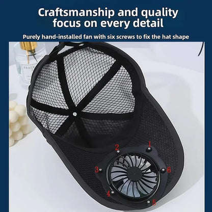 Solar Powered Fan Hat Cooling Baseball Hat Fishing Camping Beach Hats with Solar Fans Summer USB Charging Sun Hats for Men Women