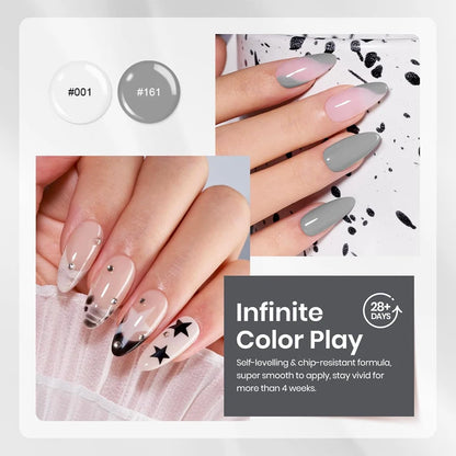 6pcs Black White Nail Gel Polish Set 10Ml Soak Off UV LED Varnish Manicure Tools Design for Home Salon Nail Art DIY