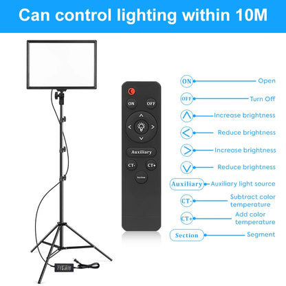 17"/43cm Led Video Lamp Panel Display CRI 95+ Photography Lighting With 2M Stand Remote Light For Beauty Makeup Studio Light Set