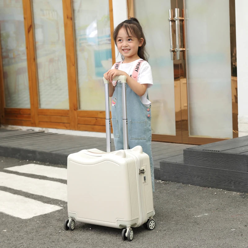 Kids Luggage Lovely Travel Suitcase on Spinner Wheels Sit and Ride Children's Travel Bag Password Carry on Trolley Luggage Bag