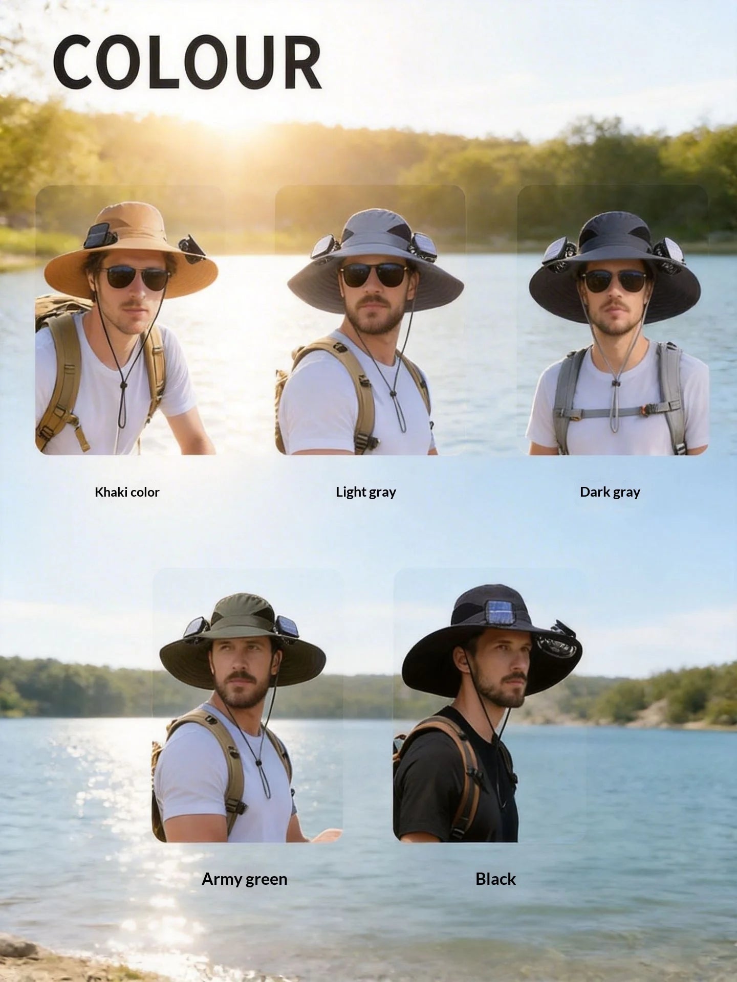 Solar Fan Hat Portable Solar Charging Cap with Fan for Outdoor Camping Fishing Hiking Sunscreen Fisherman Hat