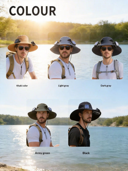 Solar Fan Hat Portable Solar Charging Cap with Fan for Outdoor Camping Fishing Hiking Sunscreen Fisherman Hat