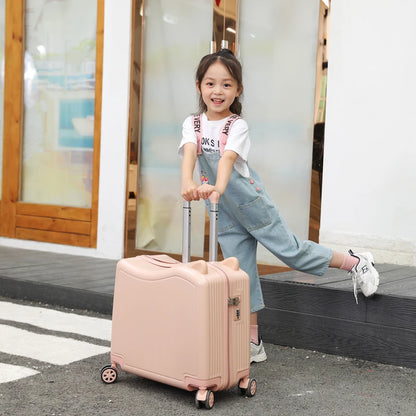 Kids Luggage Lovely Travel Suitcase on Spinner Wheels Sit and Ride Children's Travel Bag Password Carry on Trolley Luggage Bag