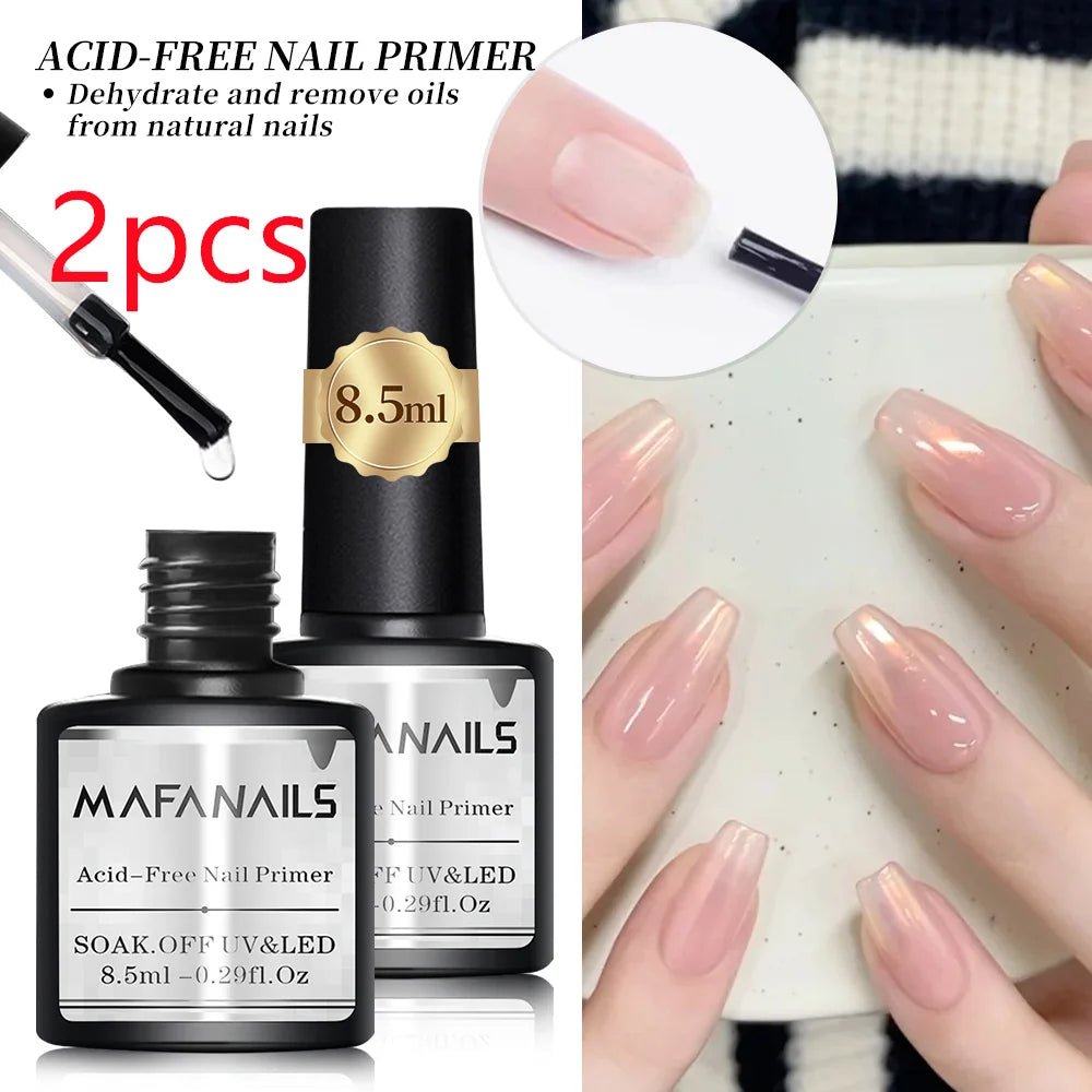 2pcs 8.5ml Base Coat & Top Coat Gel Nail Polish Set - Long Lasting Soak Off LED Nail Lamp Gel Base Top Coat Finish Nail Varnish