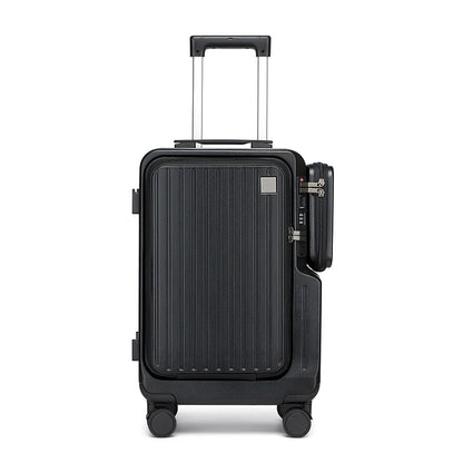 Front-opening Carry-On Suitcase multiple function Laptop Boarding Case with USB Charging Trolley Case 20 Inch A Travel Luggage