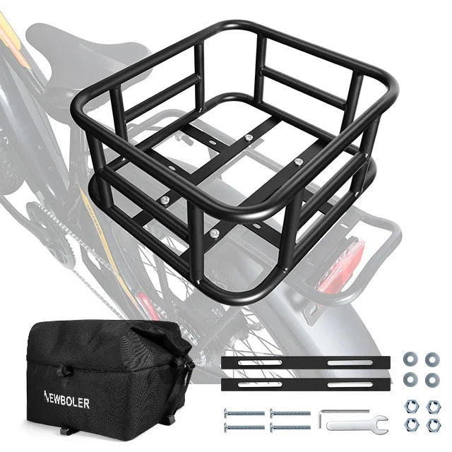 NEWBOLER E-Bike Luggage Rack Bag Heavy Metal Large Capacity Bicycle Rear Rack Basket Outdoor Travel Shopping MTB Road Bicycle