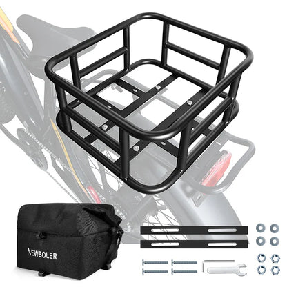 NEWBOLER E-Bike Luggage Rack Bag Heavy Metal Large Capacity Bicycle Rear Rack Basket Outdoor Travel Shopping MTB Road Bicycle