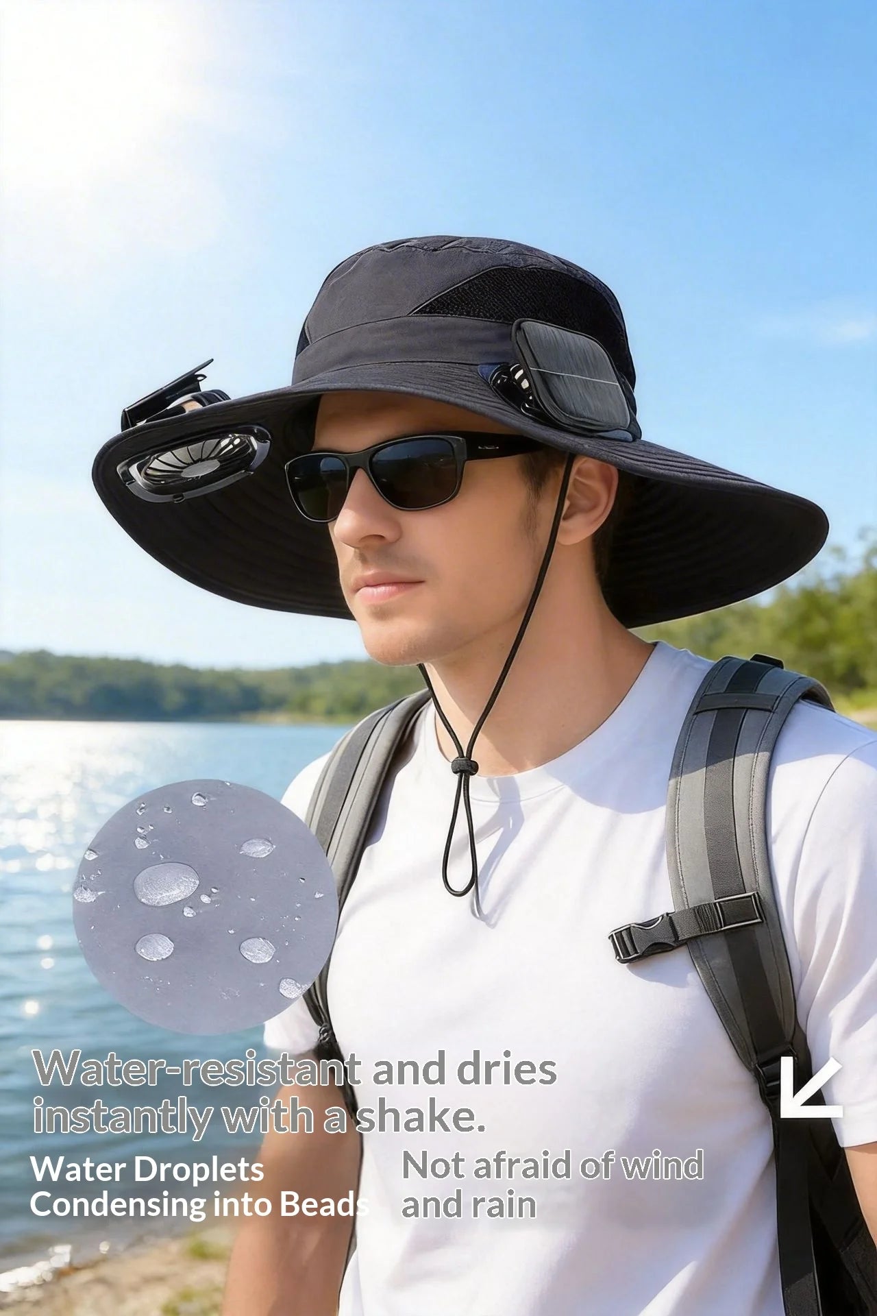Solar Fan Hat Portable Solar Charging Cap with Fan for Outdoor Camping Fishing Hiking Sunscreen Fisherman Hat