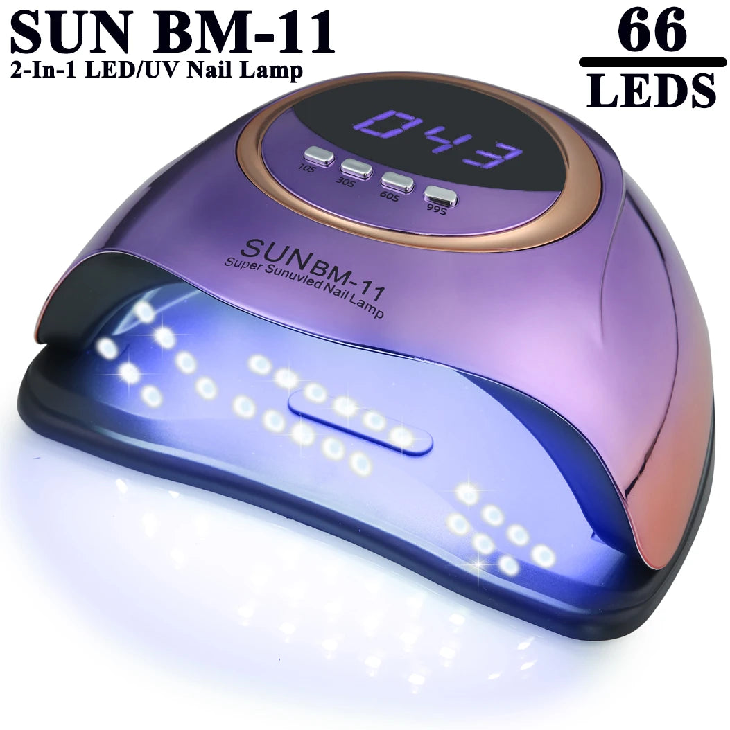 Professional SUN BM-11 2-in-1 Nail LED/UV Nail Lamp Machine With 66 LEDs And Four Timers for Nail Gel Polish Curing Manicure