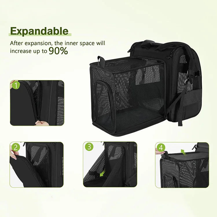 Cat Carrier Backpacks Expandable Cat Backpack with Shade Cover, Breathable Mesh Pet Carrier Backpack Bag for Travel Hiking Campi