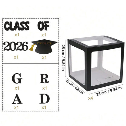 Runtowo 1set 2026 Black Graduation Balloon Box ,Graduation Party Decorations ,Class of 2026 Party Background Decor