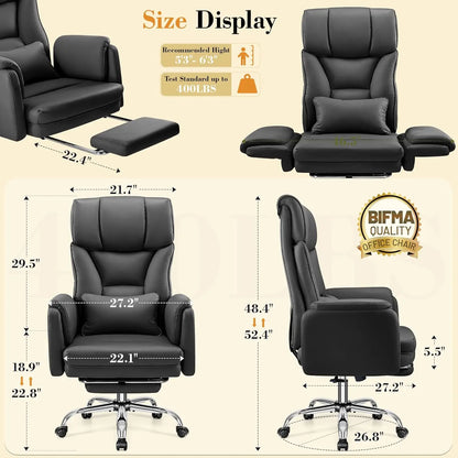 Big and Tall Office Chair, 400LBS Wide Leather Executive Chair, Reversible Armrest for Pets Criss Cross Legged,, Customized