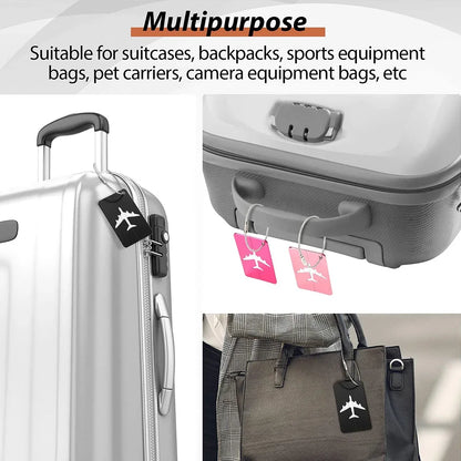 Aluminium Alloy Aircraft Luggage Tag with Name Travel Luggage Tag ID Card Anti-lost Solid Color Travel Accessories
