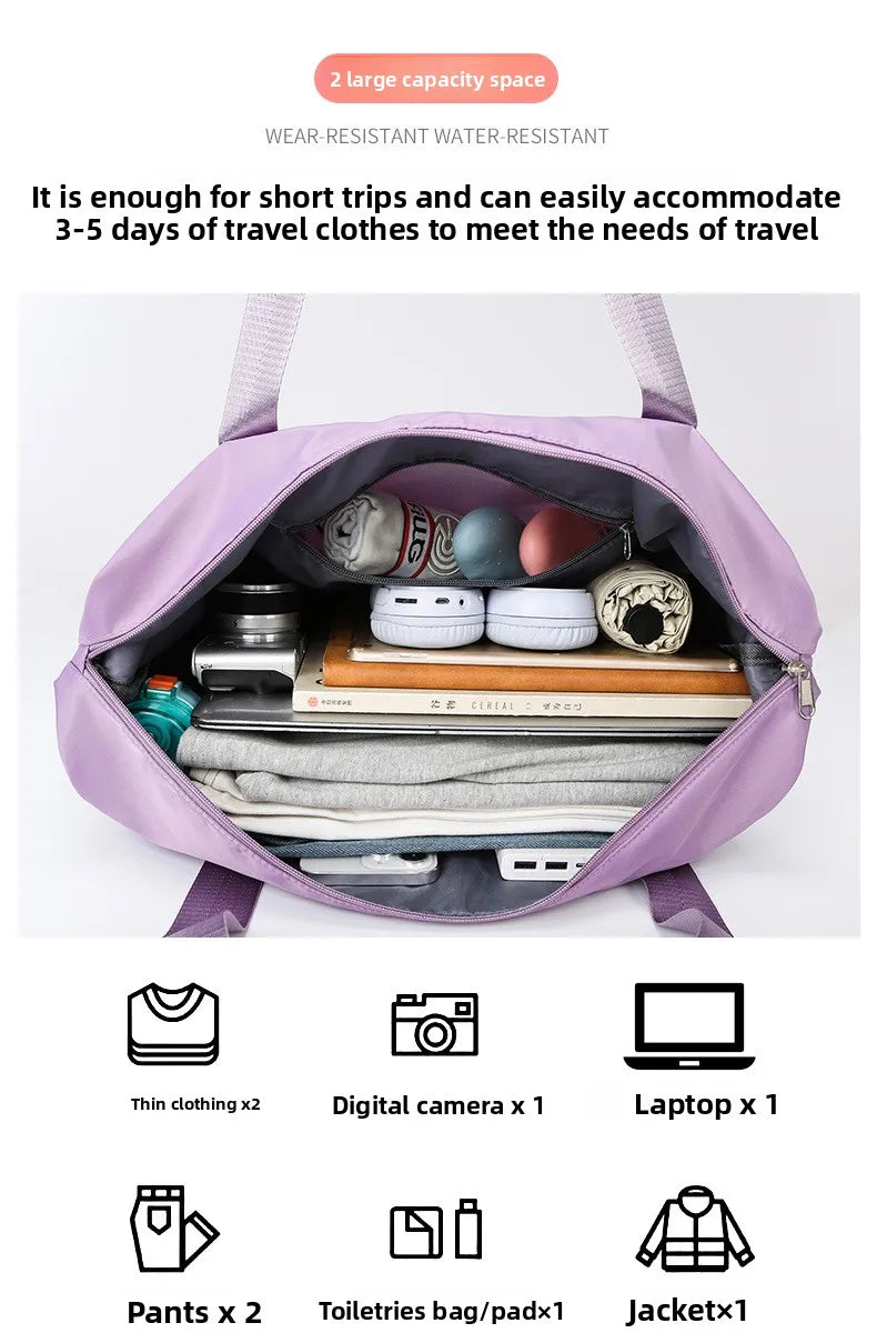 Large Capacity Travel Bag with Spinner Wheels Waterproof Wet Dry Separation Expandable Luggage for Students Business Maternity